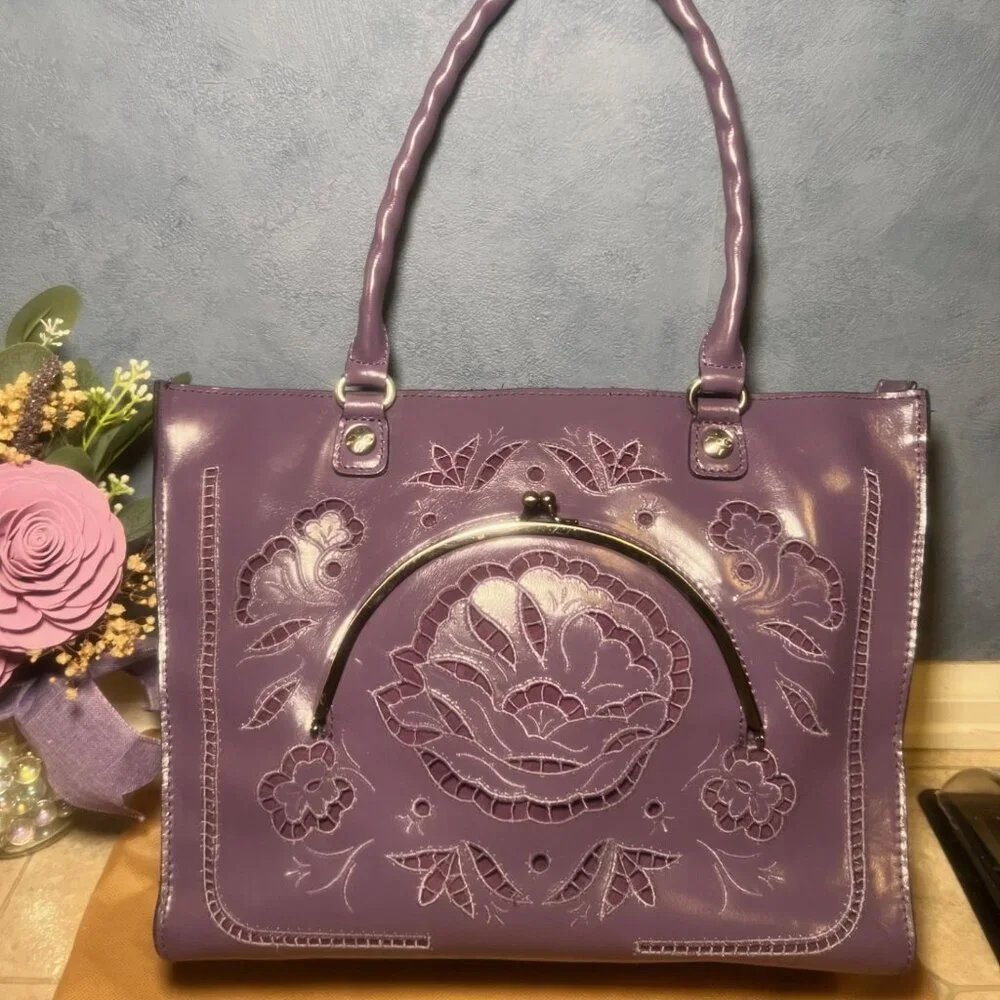 Patricia Nash Cutout Leather French Lace Zancona- Amethyst - Picture 3 of 6